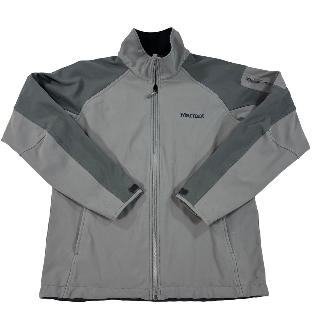 Marmot Gray‎ Softshell Full Zip Jacket Fleece Lined  Men's Medium Gorpcore